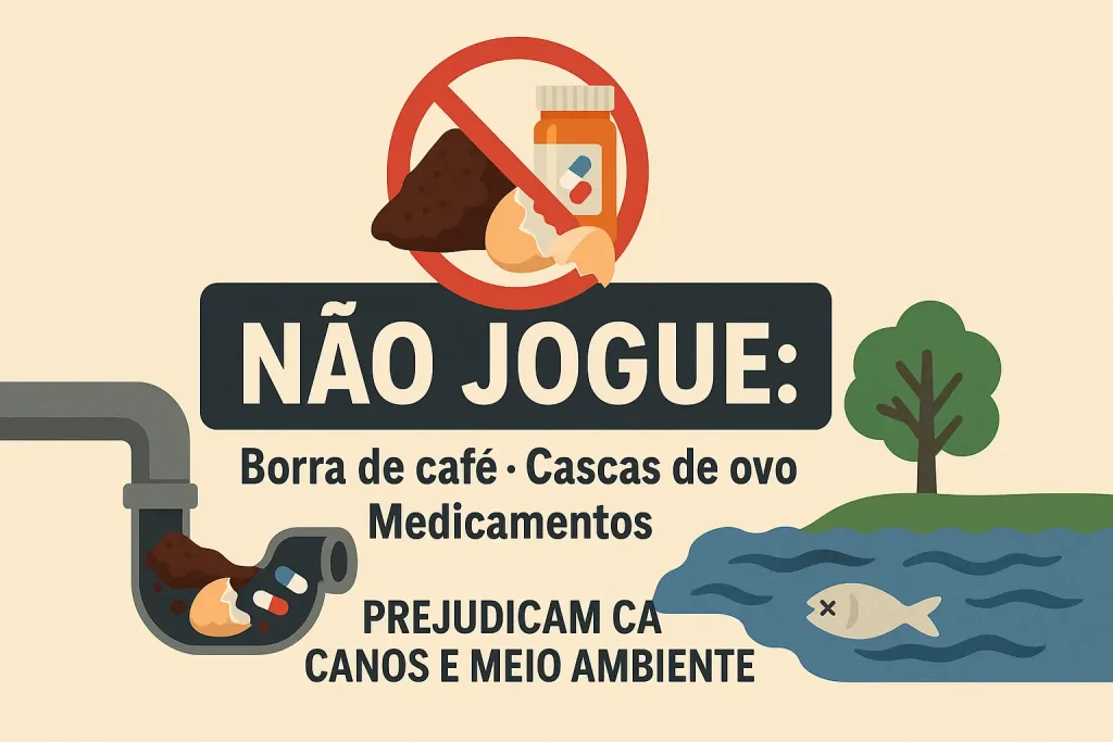 Itens como borra de café, cascas de ovos e medicamentos causam danos severos aos canos e ao meio ambiente.